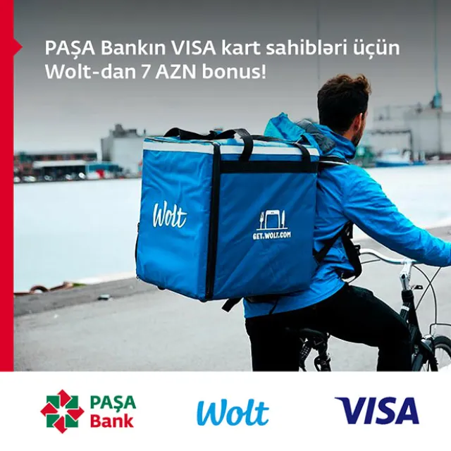 PAŞA Bank VISA kart sahibləri üçün Wolt-dan sərfəli təklif!