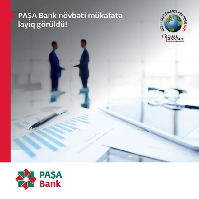 PAŞA Bank Global Finance tərəfindən “Ticarətin maliyyələşdirilməsi üzrə Azərbaycanın ən yaxşı bankı” adına layiq görülmüşdür