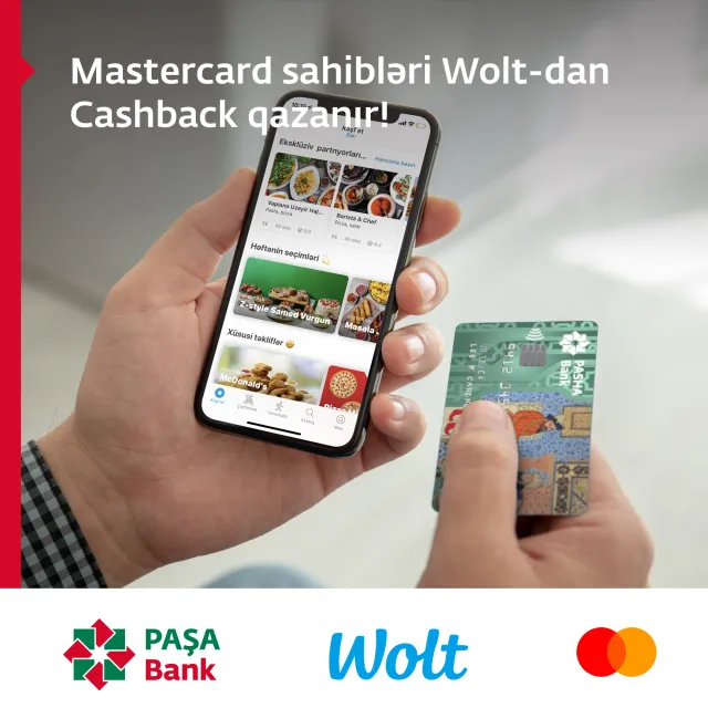 PAŞA Bankın Mastercard sahibləri üçün Wolt-dan Cashback kampaniyası