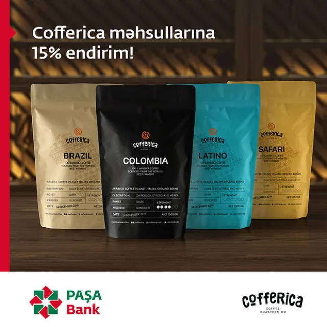 PAŞA Bank kartı sahibləri Cofferica Coffee Roasters-dən endirim qazanır!