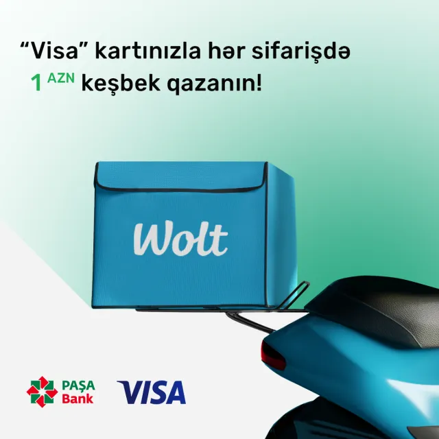 “Visa” kartınızla hər sifarişdə 1 AZN keşbek qazanın!