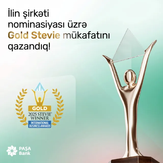 “İlin şirkəti” nominasiyasında “Gold Stevie” qazanan ilk Azərbaycan bankı “PAŞA Bank” oldu