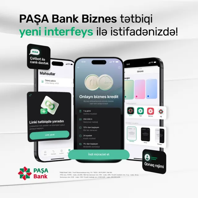 PAŞA Bank Biznes tətbiqi yeniləndi