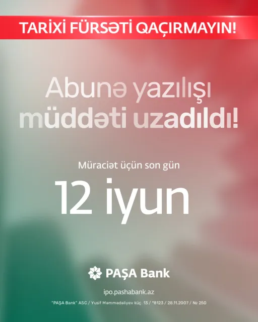 PASHA Bank extends subscription period for its shares under Initial Public Offering (IPO)