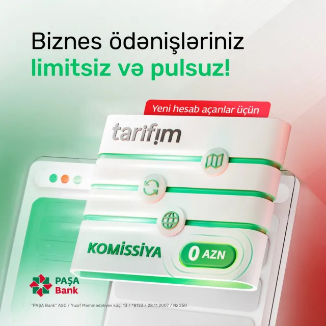 PAŞA Bank-dan sahibkarlar üçün 3 ay komissiyasız və limitsiz biznes ödənişləri