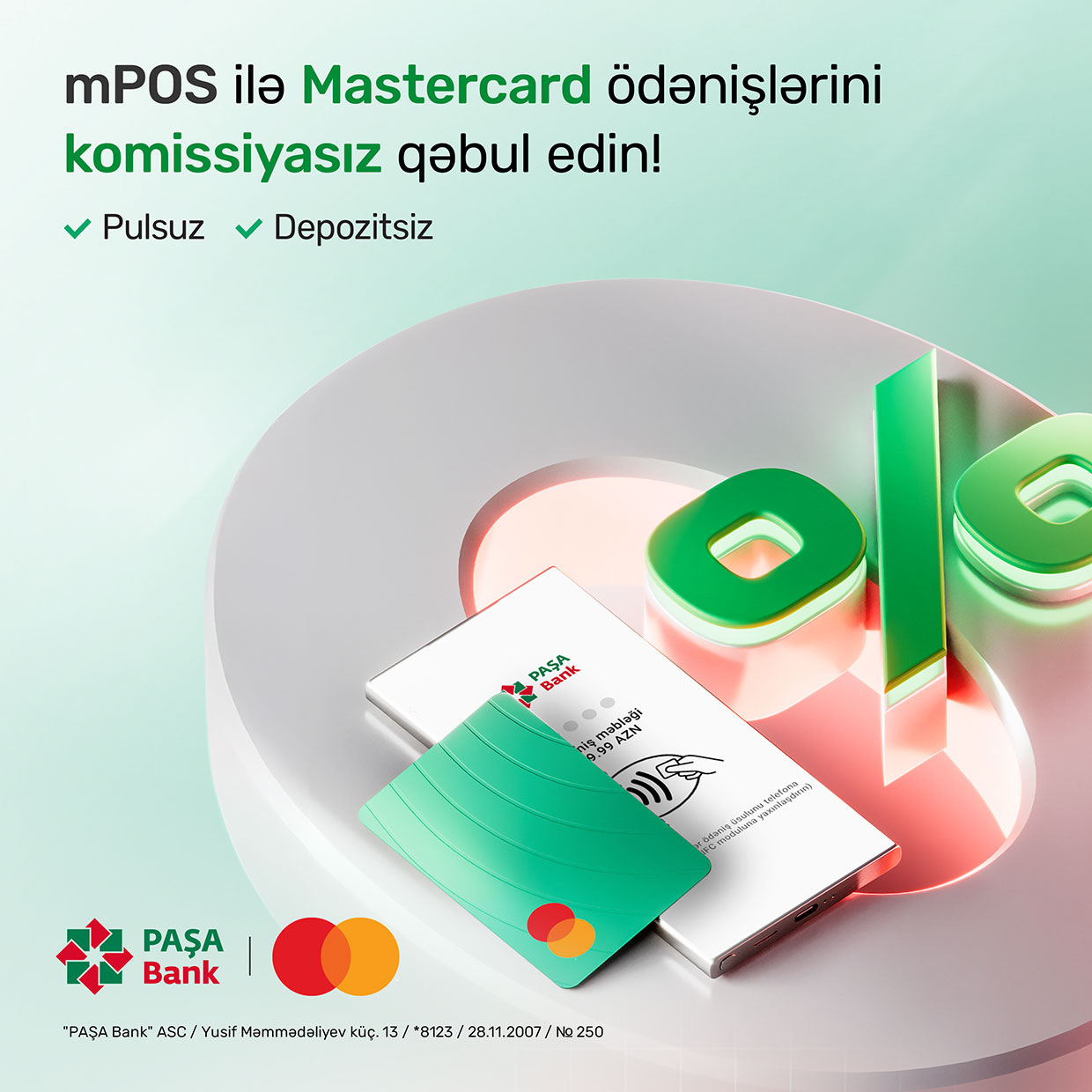 “PAŞA Bank”dan sahibkarlara yeni kampaniya: “mPOS” ilə “Mastercard” ödənişlərinə 0% komissiya