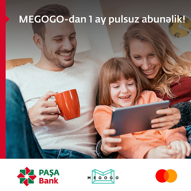 PAŞA Bank MasterCard əməkhaqqı kart sahibləri üçün MEGOGO-dan 1 aylıq pulsuz abunəlik!
